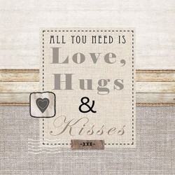 Lunch Servietten Love, Hugs & Kisses