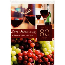 Geburtstagskarte 80 Wein